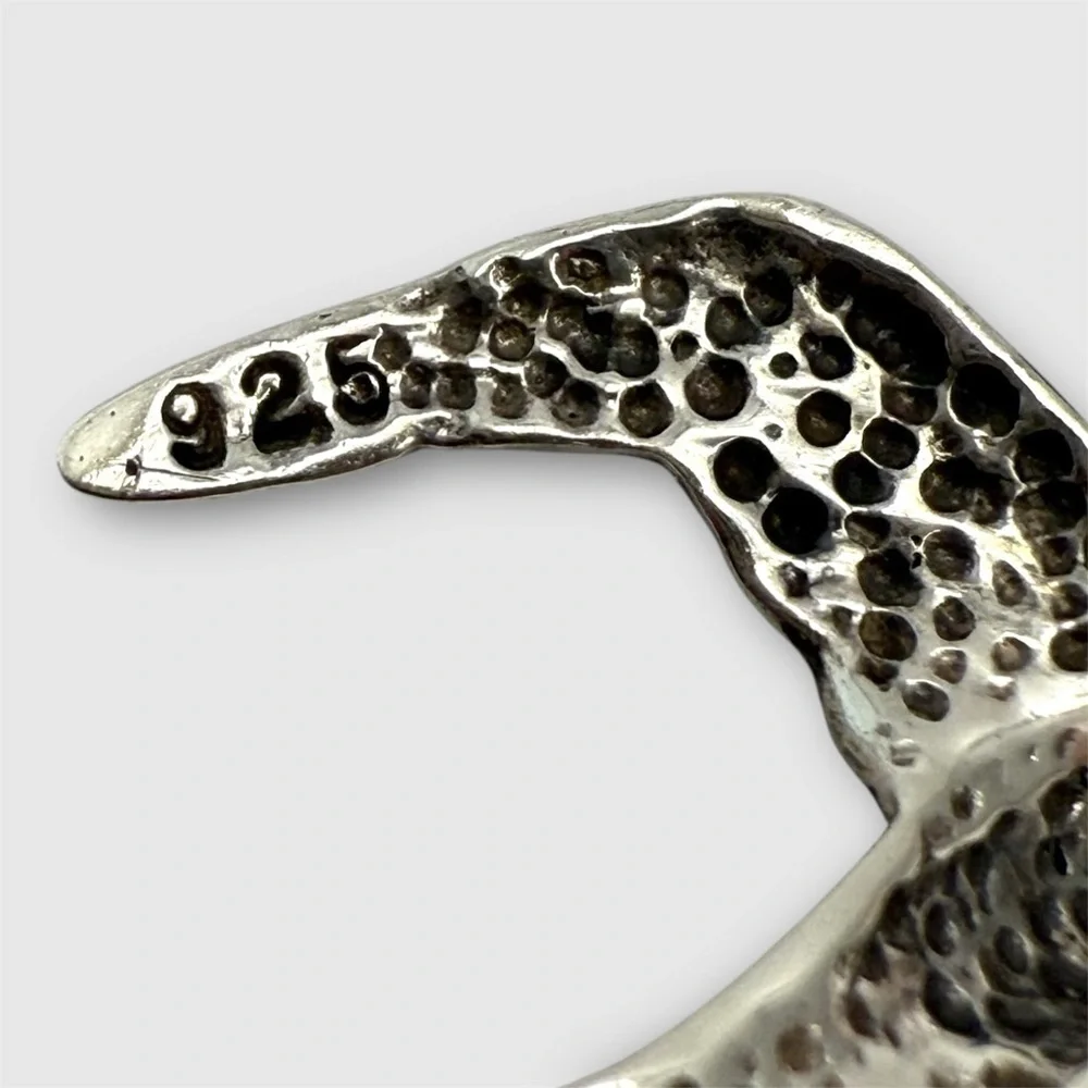 Vintage Sterling Silver 925 Flying Bird Hummingbird Pendant – Hammered Back